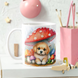 Mug Joli Chiot Labrador Sous Parapluie De Champignons