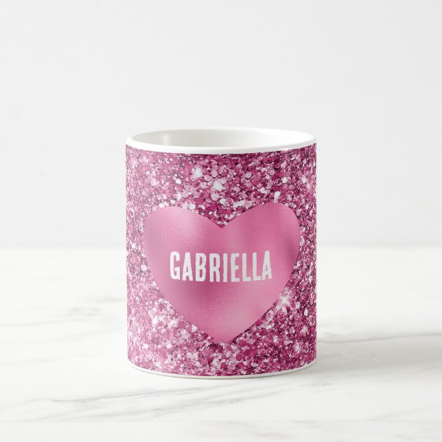 Mug Joli coeur de Parties scintillant rose glam (Centre)