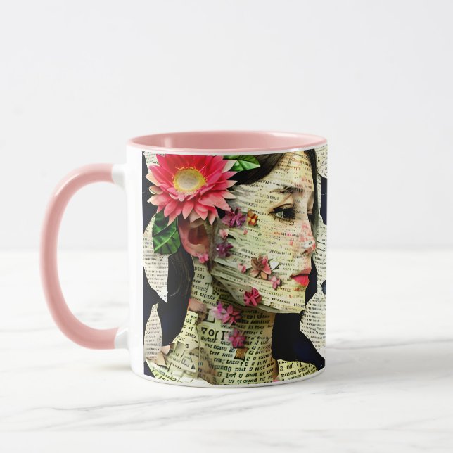 Mug Joli collage d'art féminin (Gauche)