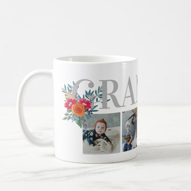 Mug Joli Collage photo de Grand-mère rouge (Gauche)
