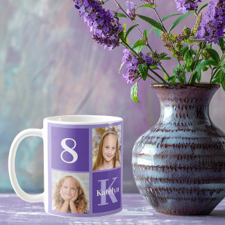 Mug Joli collage photo violet Cadeau d'anniversaire