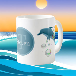 Mug joli dauphin de plage ajouter monogramme