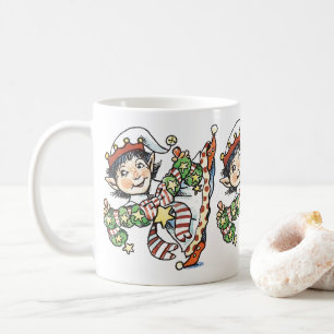 Mug Joli Elfe Heureux Dançant, Dessin Animé de Noël Ré