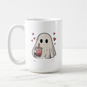 Mug Joli Fantôme Buvant du Thé au Lait Boba Cœurs Esth