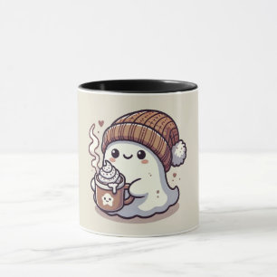 Mug Joli fantôme d'Halloween avec bonnet d'automne et