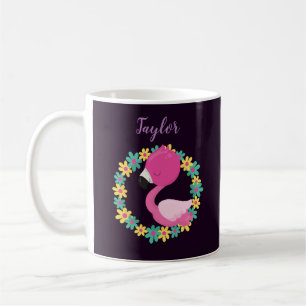 Mug Joli Flamant rose sur arrière - plan pourpre