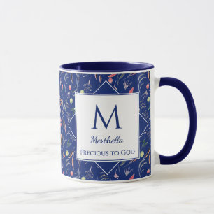 Mug Joli   FLORAL   Précieux pour Dieu   BLEU personna