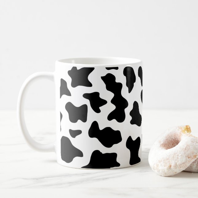 Mug joli imprimé noir et blanc de vaches laitières de  (Avec donut)