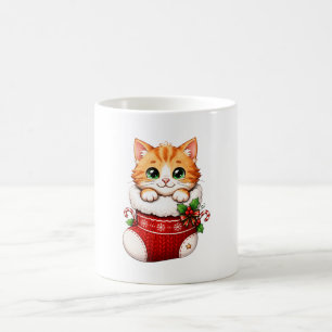 Mug Joli Kit de Chaussette de Noël Chat en Céramique