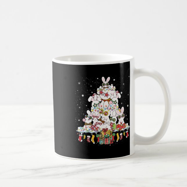 Mug Joli lapin de Noël Arbre lapins blancs entouré (Droite)
