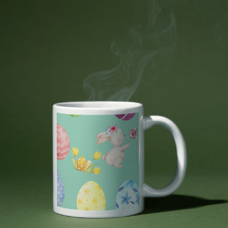 Mug Joli Lapin de Pâques aquarelle vert sauge