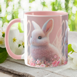 Mug Joli lapin lapin rose Floral Dreamy Arrière - plan