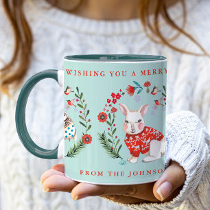 Mug Joli lapin pingouin chouette Nom de Noël et de vac