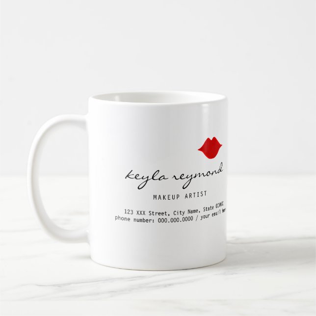 Mug joli maquillage-peintre rouge lèvres blanc (Gauche)
