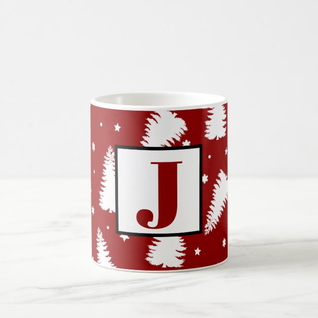 Mug Joli monogramme Arbres de Noël (Centre)
