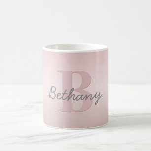 Mug Joli monogramme rose personnalisable & écriture de