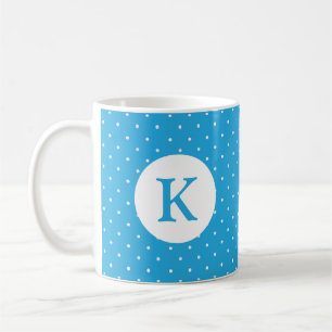 Mug Joli motif à pois bleu clair et monogramme