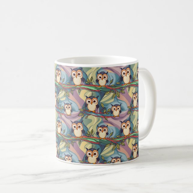Mug Joli Motif de Chouette colorée (Devant droit)
