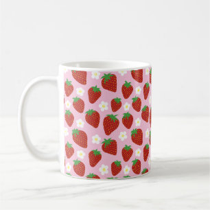 Mug Joli motif de fraise sur fond rose