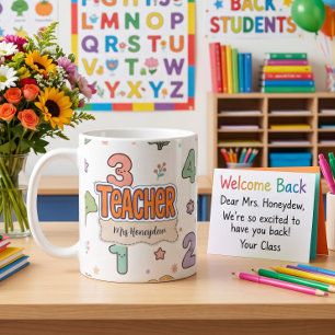 Mug Joli motif de nombres de l'école de l'enseignant