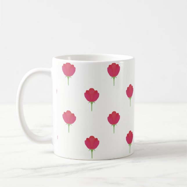 Mug Joli motif de tulipes roses (Gauche)