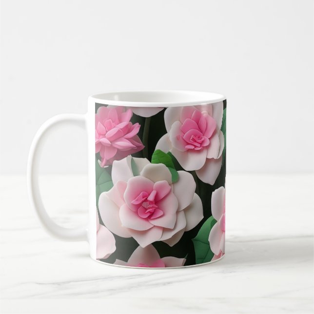 Mug Joli motif fleuri rose boho (Gauche)