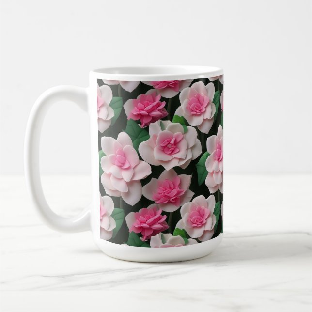 Mug Joli motif fleuri rose boho (Gauche)