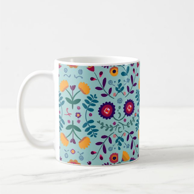 Mug Joli Motif Fleurs d'Art Folk (Gauche)