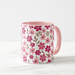 Mug Joli motif floral à deux tons de fleurs de cerisie