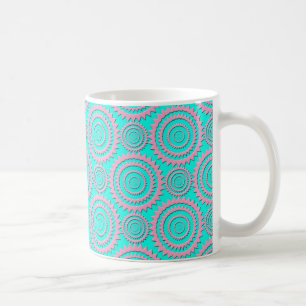 Mug Joli motif géométrique rose et turquoise