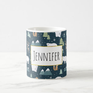 Mug Joli Noël Animaux d'hiver Motif rustique