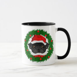Mug Joli Noël Carlin noir Père Noël en couronne