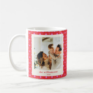 Mug Joli Noël géométrique rose et rouge avec photo per