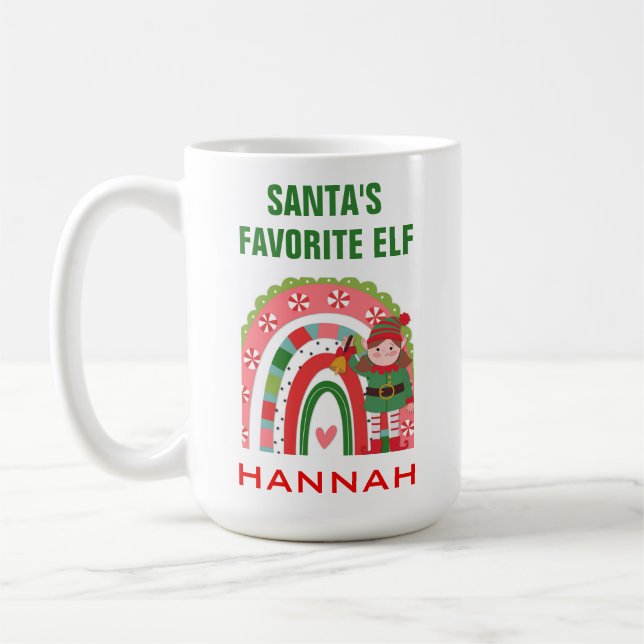 Mug Joli Noël Père Noël Elfe Favori (Gauche)
