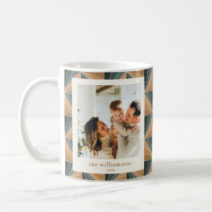 Mug Joli Noël photo personnalisée géométrique or vert