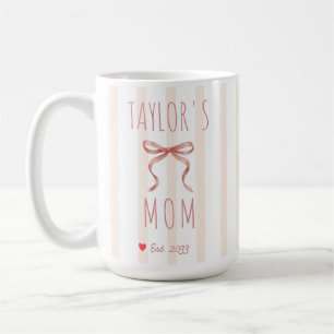 Mug Joli Nom Personnalisé Maman Rayures Aquarelle Rose