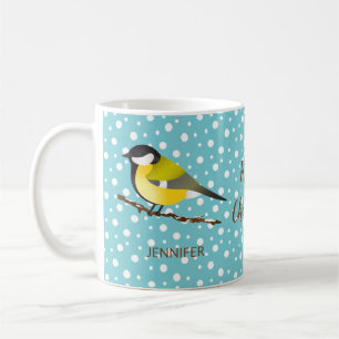 Mug Joli oiseau de Noël Mésange charbonnière Parus Maj