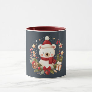 Mug Joli ours de Noël/hiver dans une couronne