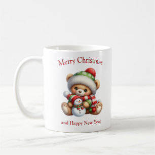 Mug Joli ours en peluche de Noël avec bonhomme de neig