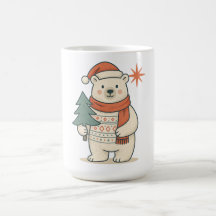 Joli ours polaire de Noël scandinave hiver