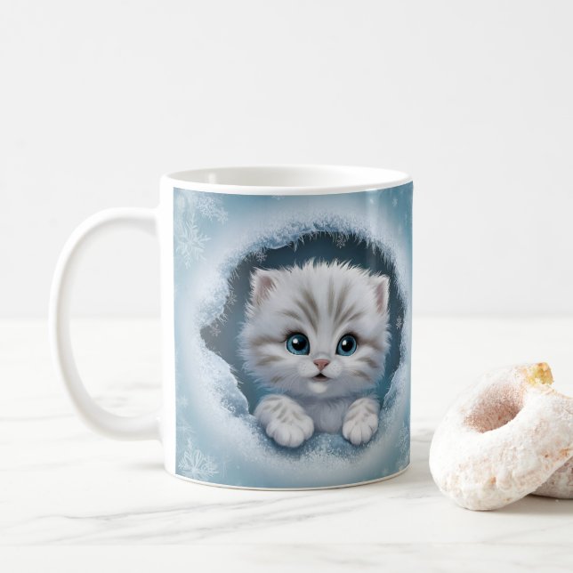 Mug Joli papier de chaton 3D - cadeau idéal pour l'Amo (Avec donut)