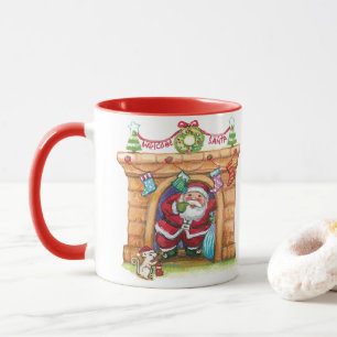 Mug Joli Père Noël de dessin animé descendant la chemi