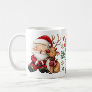 Mug Joli Père Noël et rennes de Noël à l'aquarelle