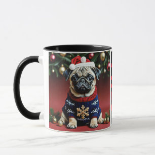 Mug Joli Petit Carlin À Noël