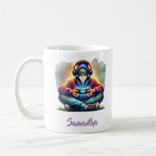 Mug Joli petit garçon adolescent jouant à un jeu vidéo
