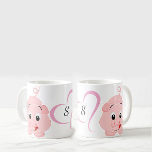 Mug Joli petit rose rose Monogramme