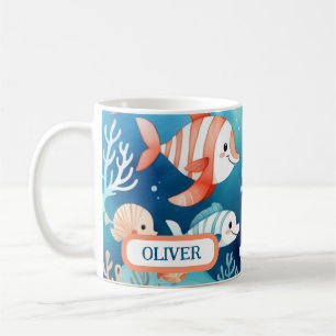 Mug Joli Poisson Corail Aquarelle Personnalisé
