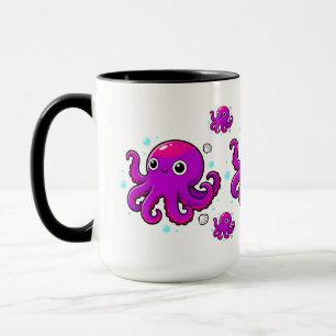 Mug Joli poulpe de dessin animé violet animal marin oc