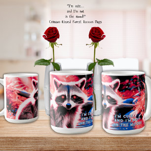 Mug Joli Raccoon En Forêt Rouge Par Stream 15 oz.