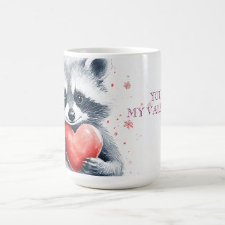 Mug joli raton laveur avec coeur pour la Saint-Valenti